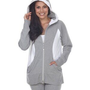 NEW Neon Buddha - "Delightful" Ful Zip Hoodie Jacket in Grey + White, Large